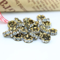 Excelente calidad IA0203 Nickel Black Plating Charm Rhinestone Slider Rondelles Spacer Beads